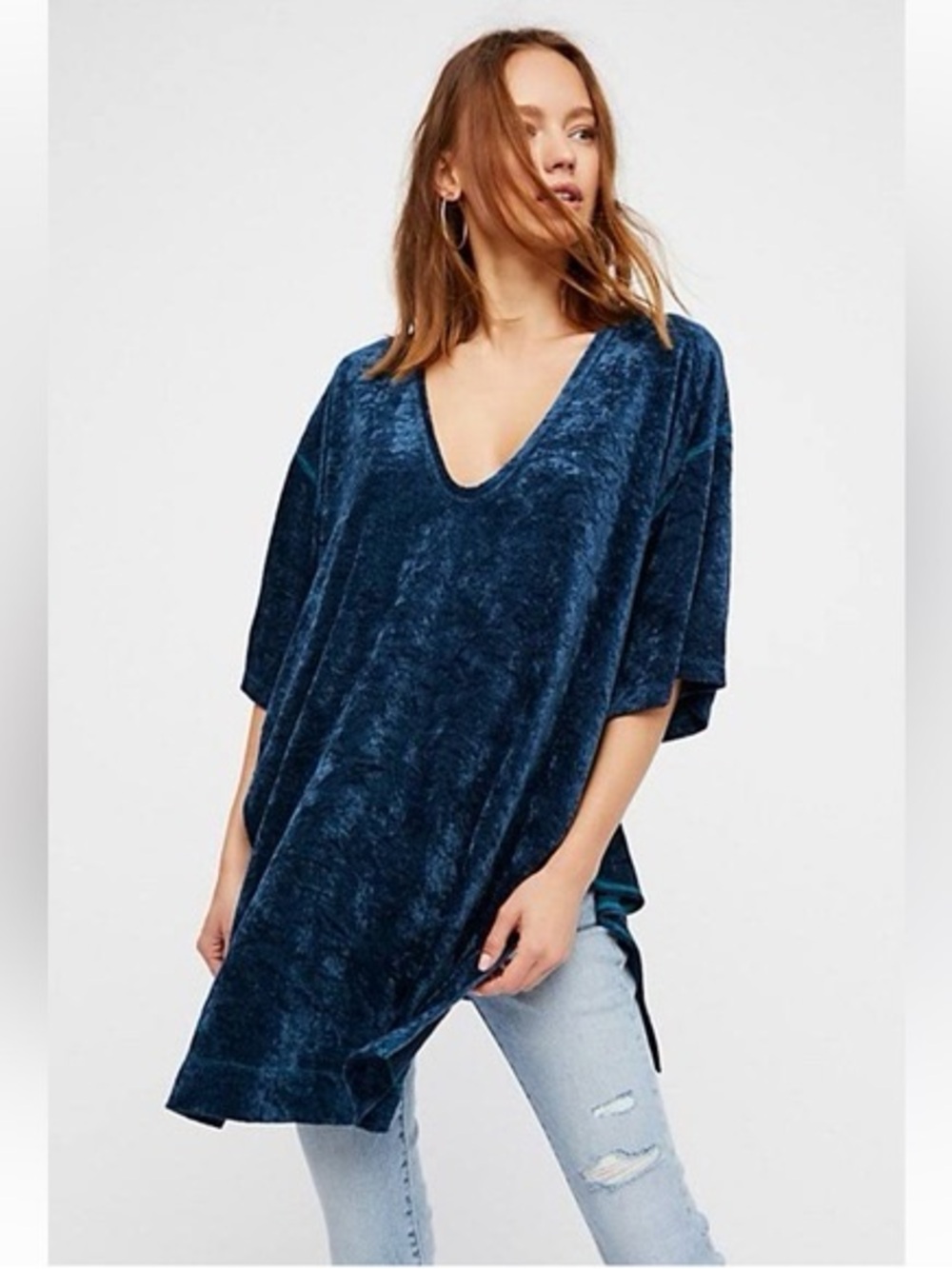 We the Free Velvet Oversized V Neck Tee